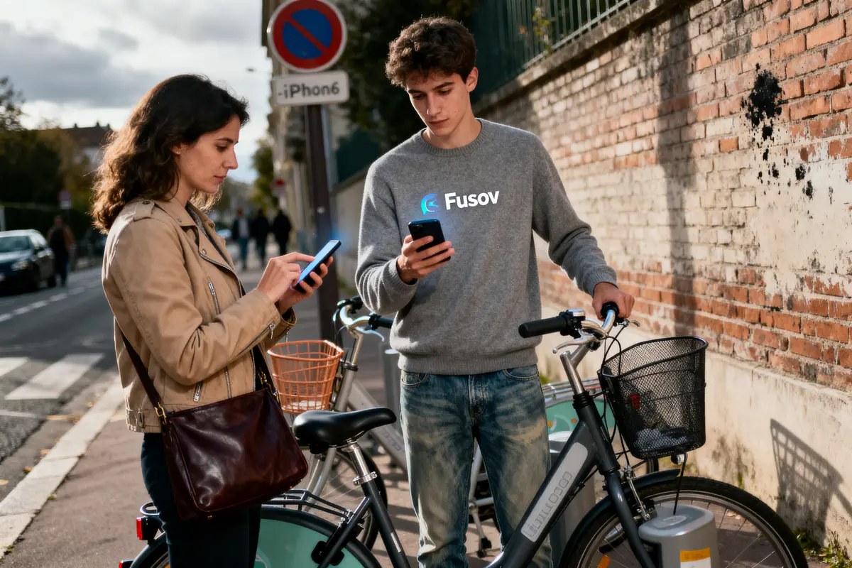 pexels-michal-pech-213601-757318 (1) Deux personnes sur le trottoir, utilisant des smartphones à côté de vélos stationnés.