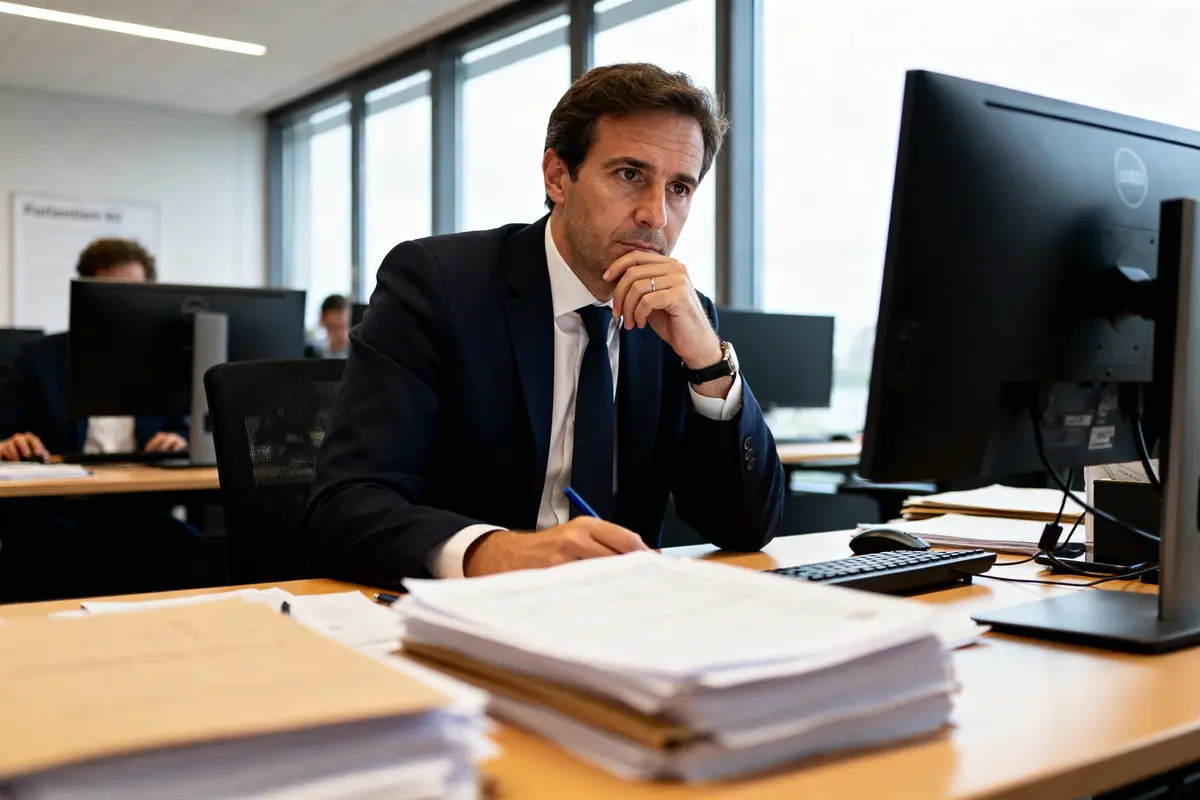 pexels-michal-pech-213601-757318 (1) Un consultant travaille concentré à son bureau, entouré de dossiers et d'un ordinateur