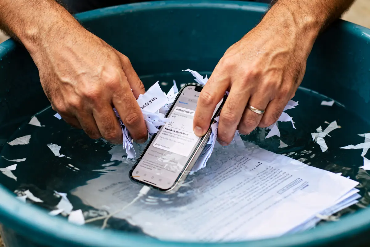 pexels-michal-pech-213601-757318 (1) Mains détruisant documents dans l'eau avec téléphone pour destruction de documents gratuit efficace