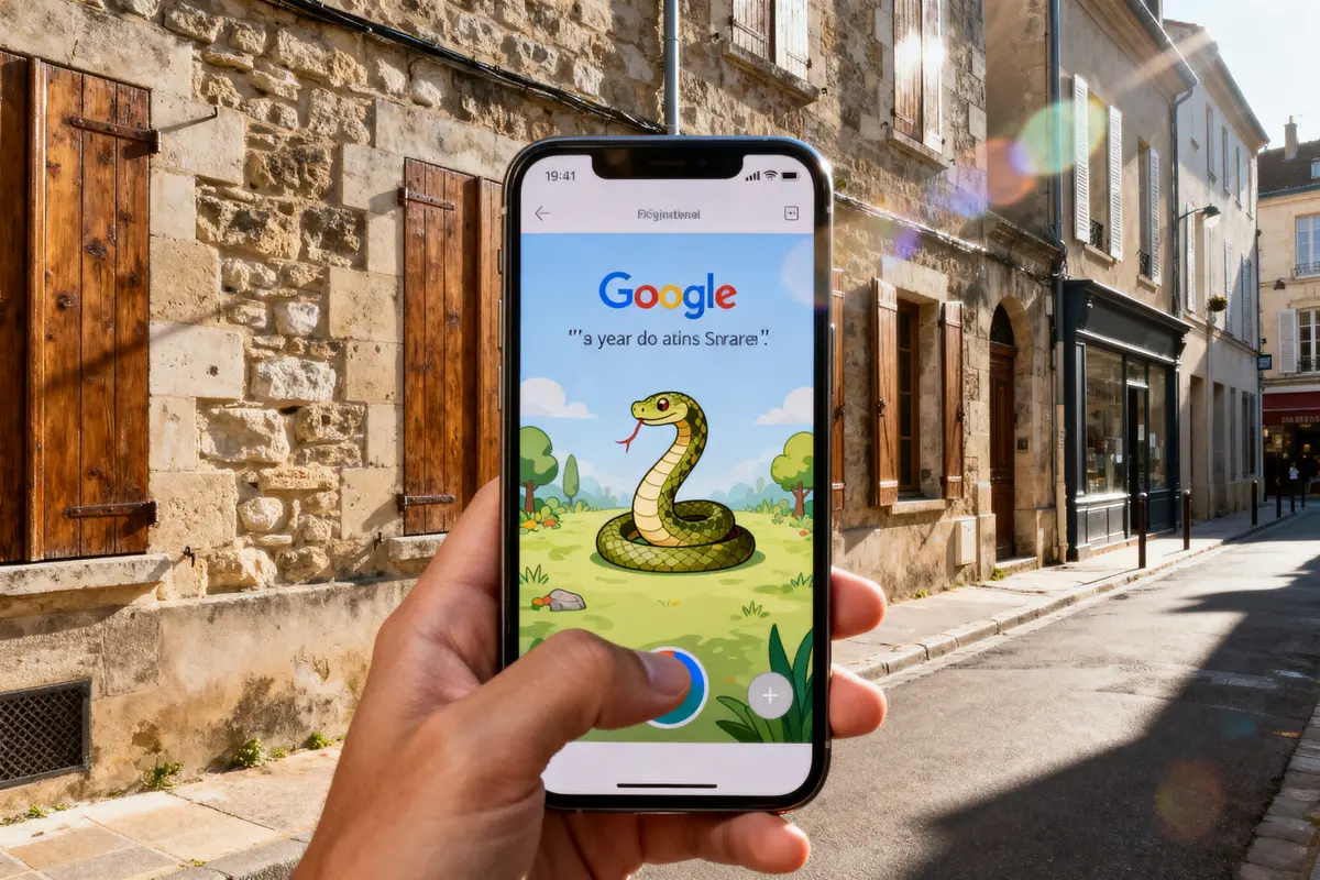pexels-michal-pech-213601-757318 (1) Main tenant un smartphone avec jeu Google sur l'année du serpent dans une rue ensoleillée