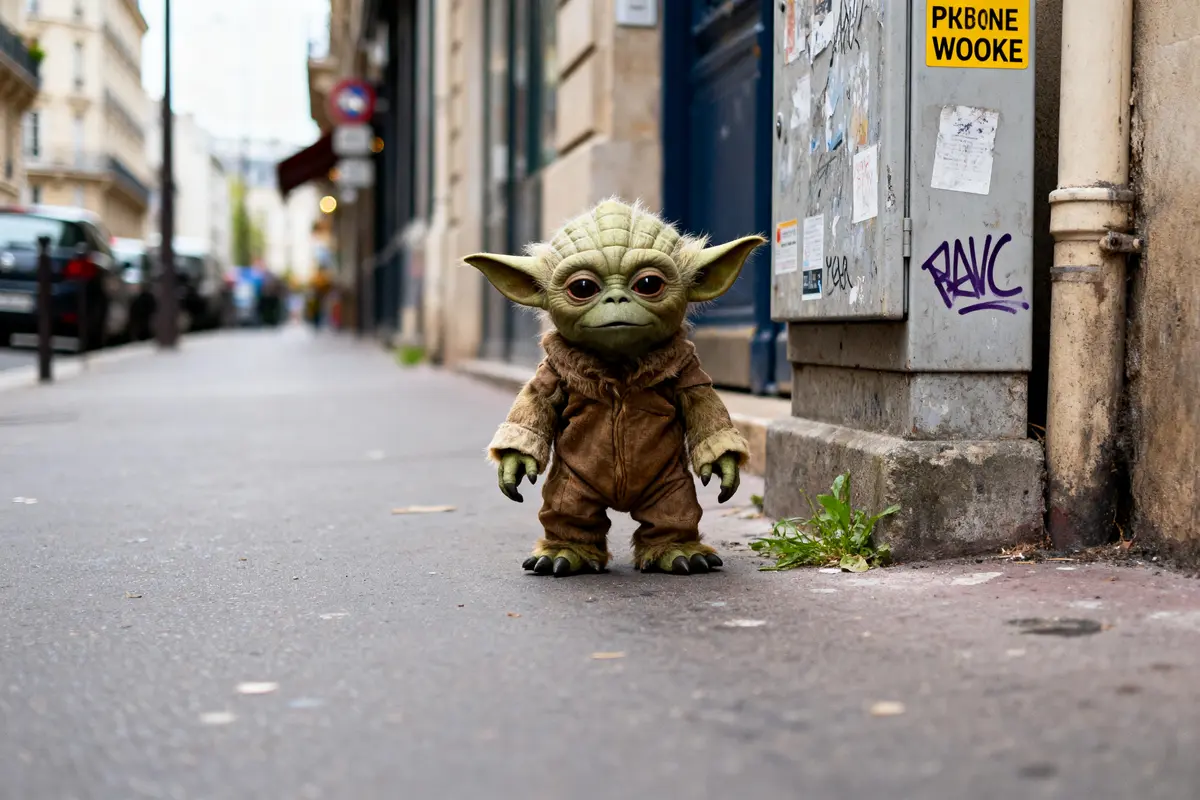 pexels-michal-pech-213601-757318 (1) Une figurine sur un trottoir urbain avec étiquette wooka sur un panneau électrique