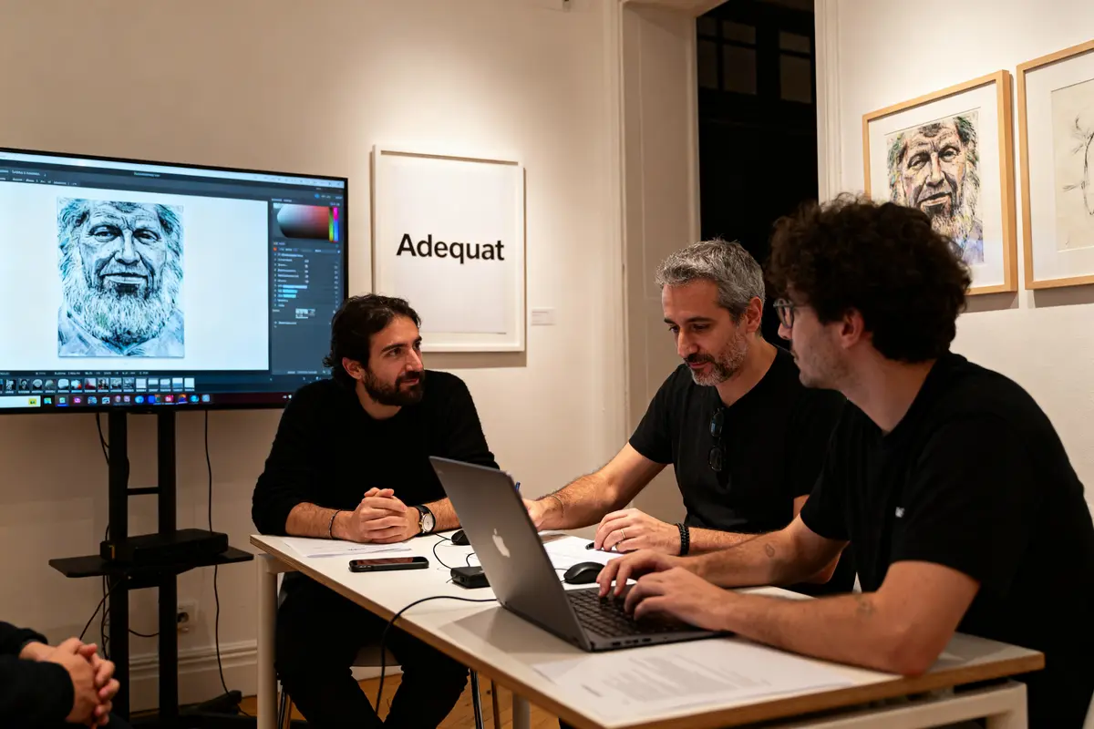 pexels-michal-pech-213601-757318 (1) Trois hommes discutant projet créatif dans bureau de l'Agence Adequat autour d'un ordinateur.