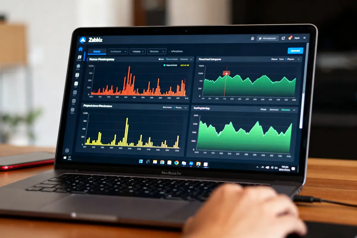 pexels-michal-pech-213601-757318 (1) Écran d'ordinateur affichant des graphiques de surveillance Zabbix avec courbes colorées