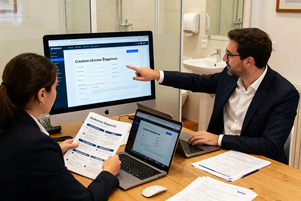 pexels-michal-pech-213601-757318 (1) Deux personnes collaborent sur la création SASU Legalstart avec ordinateur et documents imprimés