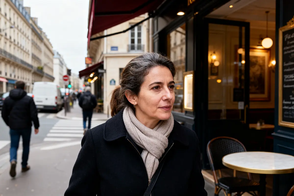 Une femme marche dans une rue animée, explorant la nouvelle adresse Monstream à Paris