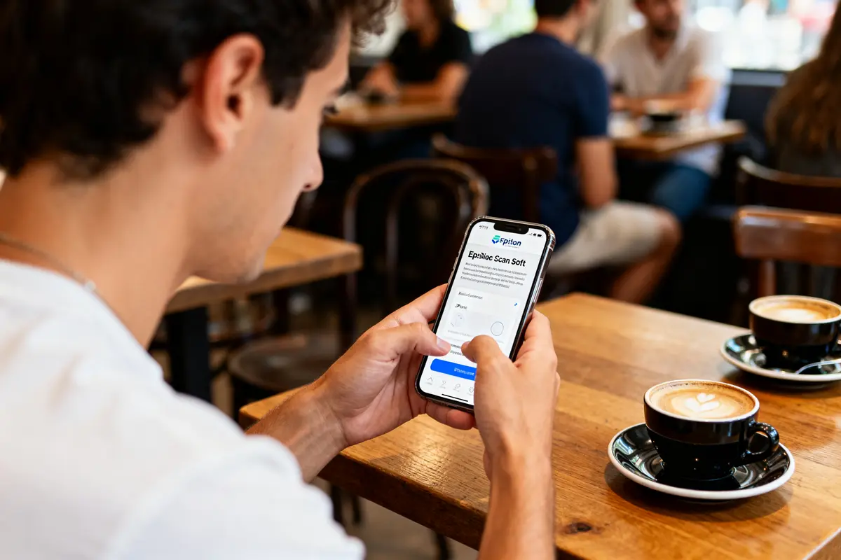 pexels-michal-pech-213601-757318 (1) Un homme utilise un smartphone avec l'application Epsilon Scan Soft dans un café.